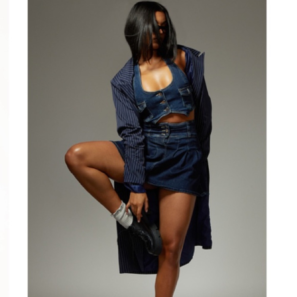 BNWT Dark wash flare skirt